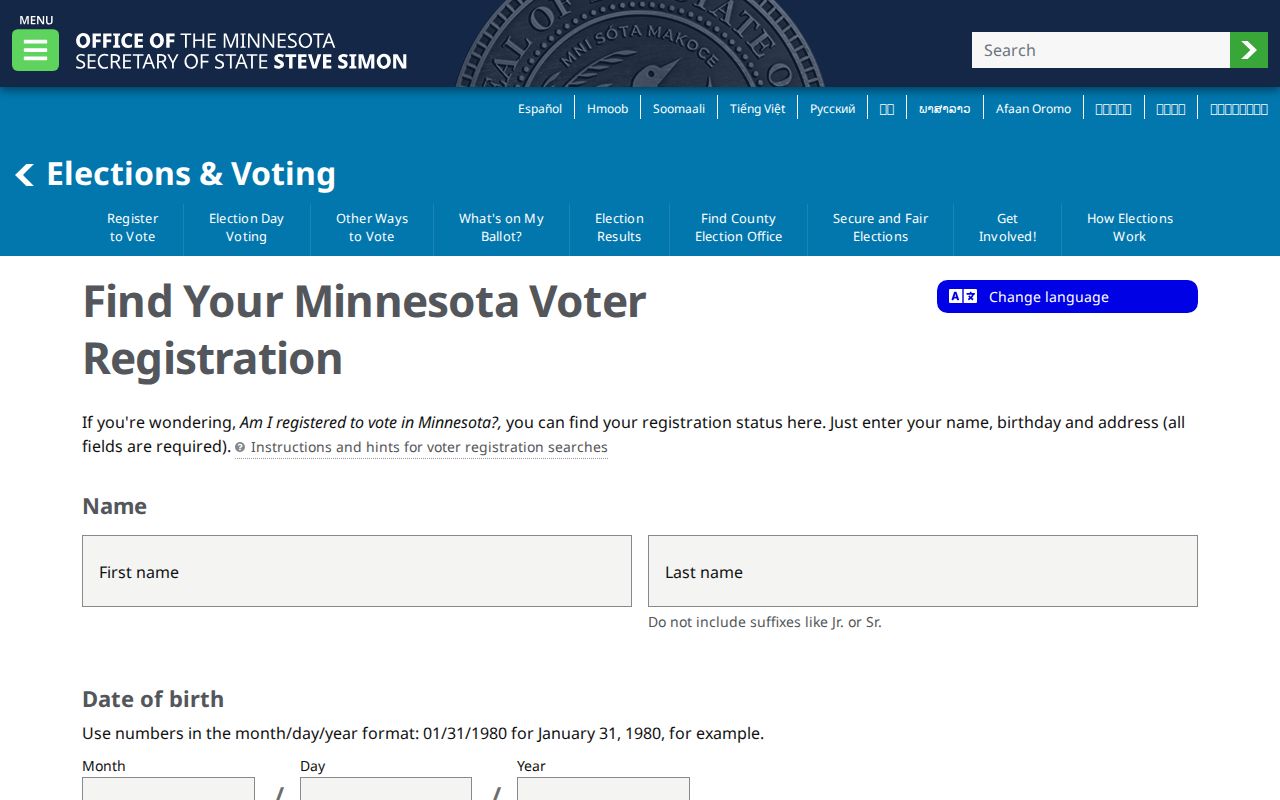 Plymouth residents directory Minnesota voter registration lookup fields
