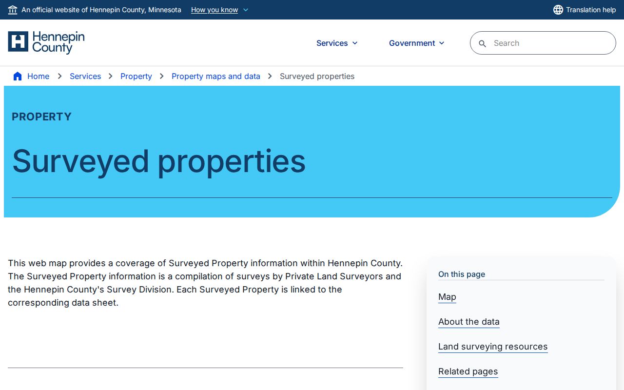 Plymouth street directory Hennepin surveyed properties map route